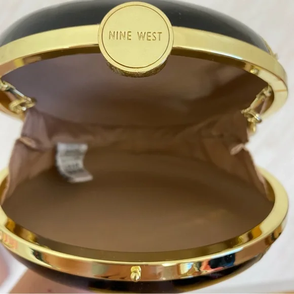 Nine West Round Black/Gold Clutch Bag - Picture 3 of 5